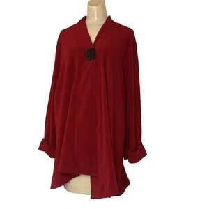 Come n See Womens Plus size 3XL Red topper 1 button long sleeve top artsy USA